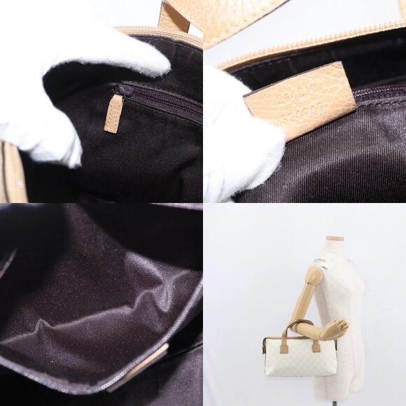 GUCCI GG Supreme Hand Bag PVC Leather Outlet White Gold 264210 Auth 159960 - Picture 15 of 16